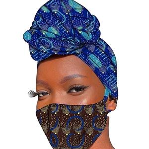 Ankara Head Wrap and FaceMask Mask Set